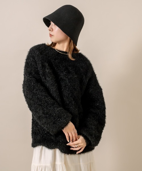 mline（エムライン）の「[mline] WEB限定 シャイニーケーブルボートニット（ニット/セーター・レディース・アイボリー/オフホワイト/ブラック・FREE）」の18枚目の写真