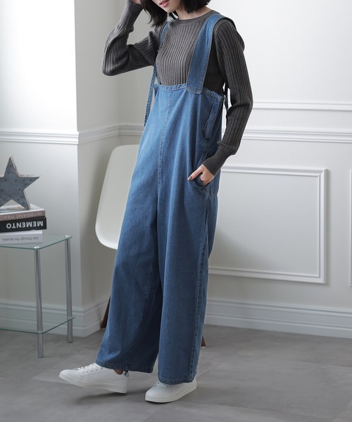ElegChic(エレグシック)の「アシメトリーショルダーサロペット(サロペット/オーバーオール・レディース・ネイビー/ブルー・MEDIUM/LARGE/X-LARGE/XX-LARGE/XXX-LARGE)」の2枚目の写真