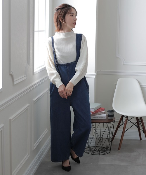 ElegChic(エレグシック)の「アシメトリーショルダーサロペット(サロペット/オーバーオール・レディース・ネイビー/ブルー・MEDIUM/LARGE/X-LARGE/XX-LARGE/XXX-LARGE)」の3枚目の写真