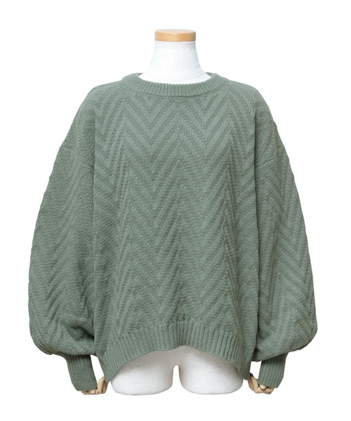 reca(レカ)の「ドルマンスリーブヘリンボーン編みニットプルオーバー(ニット/セーター・レディース・グリーン/マスタード/グレイッシュベージュ/ブルー・FREE)」の6枚目の写真