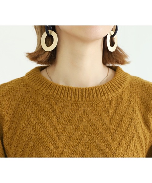 reca(レカ)の「ドルマンスリーブヘリンボーン編みニットプルオーバー(ニット/セーター・レディース・グリーン/マスタード/グレイッシュベージュ/ブルー・FREE)」の13枚目の写真