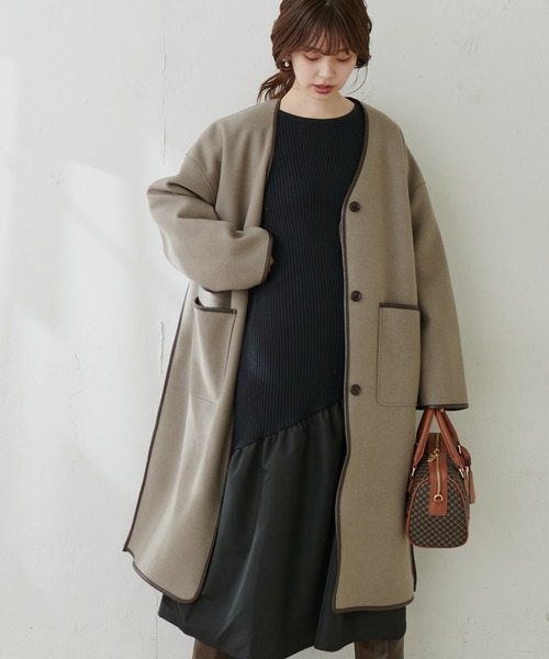 natural couture（ナチュラルクチュール）の「【WEB限定カラー有り】アシメ切替えリブニットワンピース（ワンピース・レディース・ベージュ/ミント/ピンク/アイボリー/ブラウン/ブラック・FREE）」の14枚目の写真