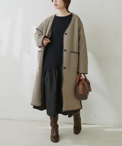 natural couture（ナチュラルクチュール）の「【WEB限定カラー有り】アシメ切替えリブニットワンピース（ワンピース・レディース・ベージュ/ミント/ピンク/アイボリー/ブラウン/ブラック・FREE）」の15枚目の写真