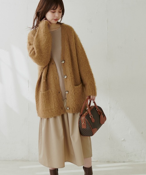 natural couture（ナチュラルクチュール）の「【WEB限定カラー有り】アシメ切替えリブニットワンピース（ワンピース・レディース・ベージュ/ミント/ピンク/アイボリー/ブラウン/ブラック・FREE）」の21枚目の写真