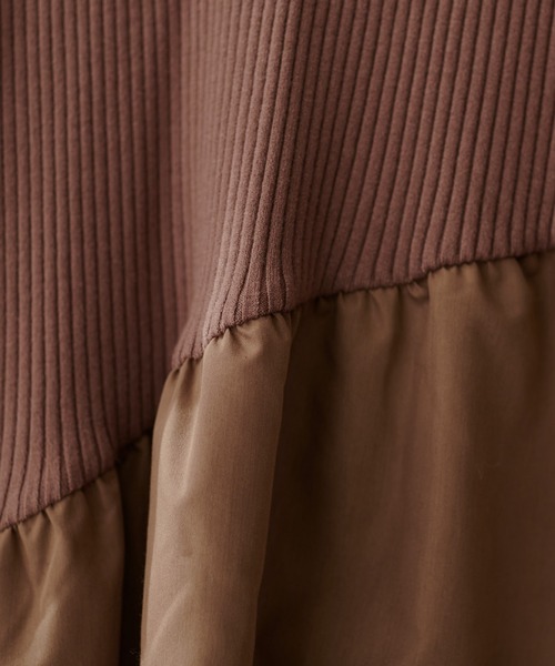 natural couture（ナチュラルクチュール）の「【WEB限定カラー有り】アシメ切替えリブニットワンピース（ワンピース・レディース・ベージュ/ミント/ピンク/アイボリー/ブラウン/ブラック・FREE）」の20枚目の写真