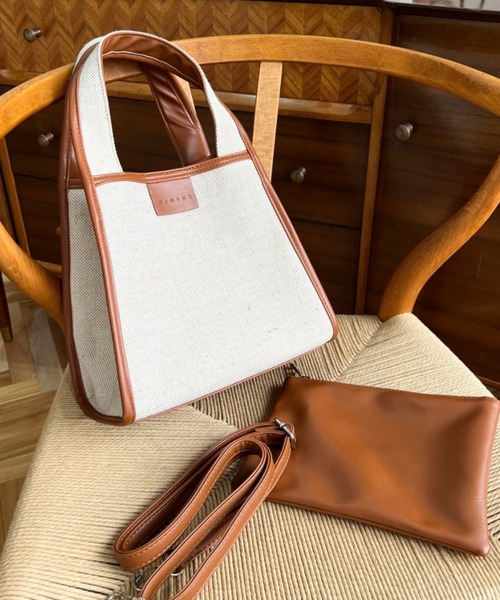 moment+(モーメントプラス)の「キャンバス ポーチ付き 2WAYスクエアトートバッグ(トートバッグ・レディース・モカ/オレンジ/ブラック・FREE)」の21枚目の写真