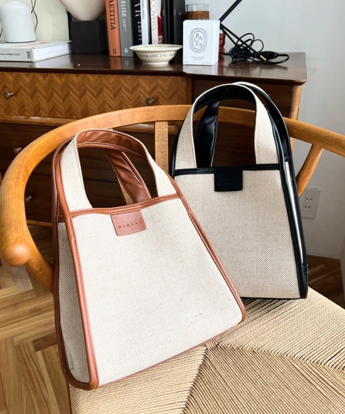 moment+(モーメントプラス)の「キャンバス ポーチ付き 2WAYスクエアトートバッグ(トートバッグ・レディース・モカ/オレンジ/ブラック・FREE)」の19枚目の写真