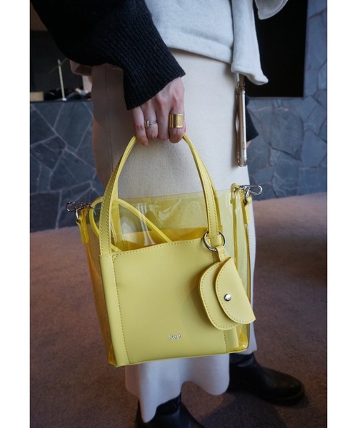 koe（コエ）の「クリアマルチ２ＷＡＹトート＊（トートバッグ・レディース・ブラック/ブラウン/オフホワイト/ライトグリーン/ライトイエロー・FREE）」の5枚目の写真