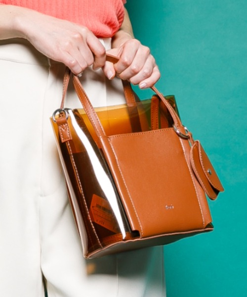 koe（コエ）の「クリアマルチ２ＷＡＹトート＊（トートバッグ・レディース・ブラック/ブラウン/オフホワイト/ライトグリーン/ライトイエロー・FREE）」の3枚目の写真