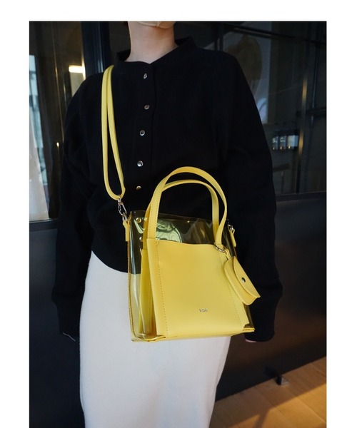 koe（コエ）の「クリアマルチ２ＷＡＹトート＊（トートバッグ・レディース・ブラック/ブラウン/オフホワイト/ライトグリーン/ライトイエロー・FREE）」の6枚目の写真