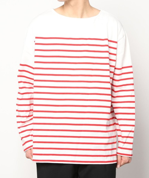 SITRY（シトリー）の「Panel border Loose silhouette boat neck T-shirt/パネルボーダー ルーズシルエット  ボートネック Ｔシャツ（Tシャツ/カットソー・メンズ・ブラック/レッド/ブルー/グリーン/ブラック系その他/ブルー系その他・M/L）」の21枚目の写真