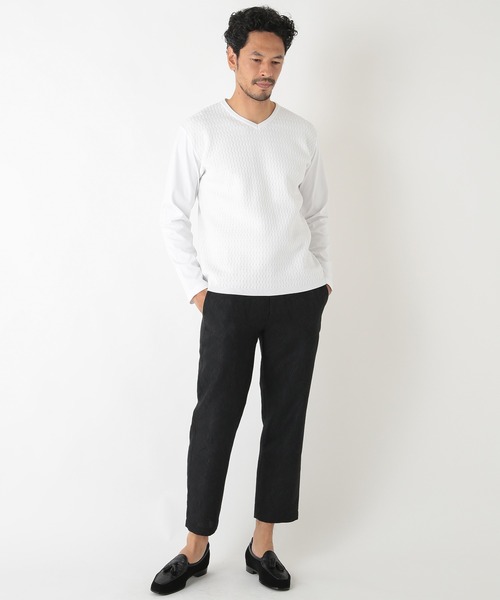 MEN'S BIGI(メンズビギ)の「ニットコンビカットソー(Tシャツ/カットソー・メンズ・ホワイト/ブラック/ブラウン・01/02/03)」の17枚目の写真