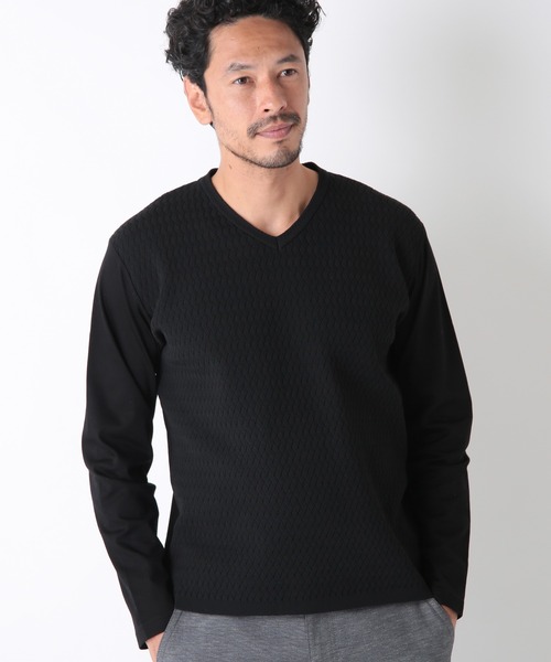 MEN'S BIGI(メンズビギ)の「ニットコンビカットソー(Tシャツ/カットソー・メンズ・ホワイト/ブラック/ブラウン・01/02/03)」の15枚目の写真