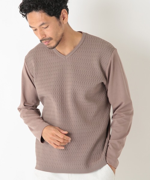 MEN'S BIGI(メンズビギ)の「ニットコンビカットソー(Tシャツ/カットソー・メンズ・ホワイト/ブラック/ブラウン・01/02/03)」の16枚目の写真