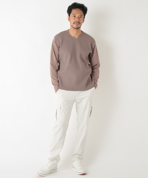 MEN'S BIGI(メンズビギ)の「ニットコンビカットソー(Tシャツ/カットソー・メンズ・ホワイト/ブラック/ブラウン・01/02/03)」の19枚目の写真