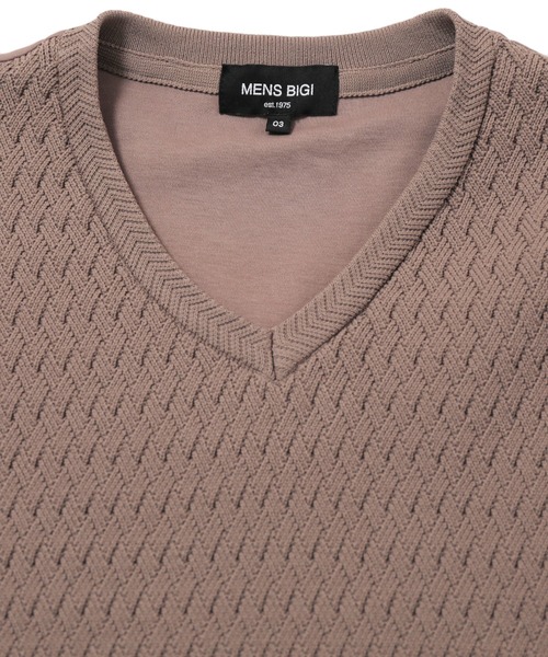 MEN'S BIGI(メンズビギ)の「ニットコンビカットソー(Tシャツ/カットソー・メンズ・ホワイト/ブラック/ブラウン・01/02/03)」の10枚目の写真