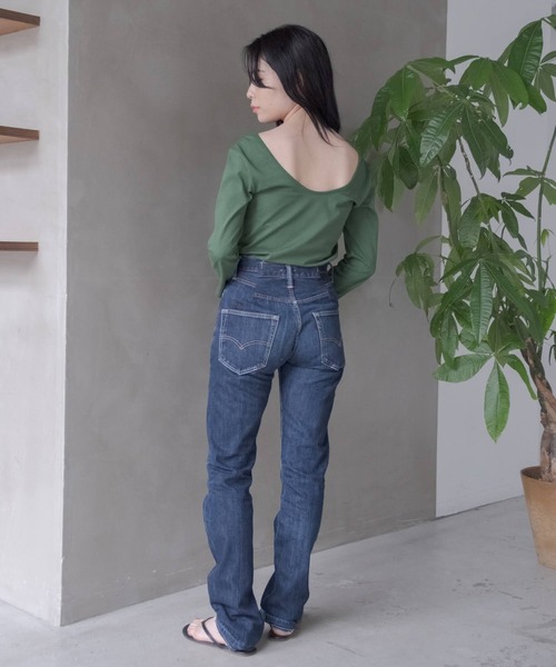 ONEME（ワンム）の「【 ONEME 】サプルボーダーT（Tシャツ/カットソー・レディース・ダークブルー/グリーン・FREE）」の8枚目の写真