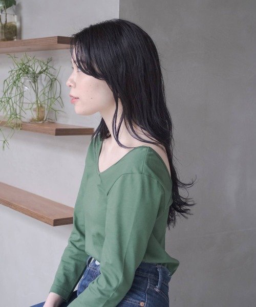 ONEME（ワンム）の「【 ONEME 】サプルボーダーT（Tシャツ/カットソー・レディース・ダークブルー/グリーン・FREE）」の5枚目の写真