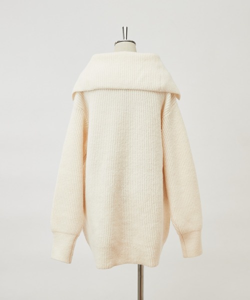 one after another NICE CLAUP（ワンアフターアナザーナイスクラップ）の「ハーフジップセーラーカラーニットワンピース（ワンピース・レディース・ブラック/ベージュ/グレー/アイボリー・FREE）」の7枚目の写真