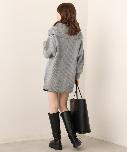 one after another NICE CLAUP（ワンアフターアナザーナイスクラップ）の「ハーフジップセーラーカラーニットワンピース（ワンピース・レディース・ブラック/ベージュ/グレー/アイボリー・FREE）」の11枚目の写真