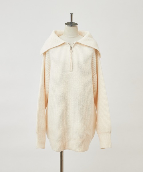 one after another NICE CLAUP（ワンアフターアナザーナイスクラップ）の「ハーフジップセーラーカラーニットワンピース（ワンピース・レディース・ブラック/ベージュ/グレー/アイボリー・FREE）」の22枚目の写真