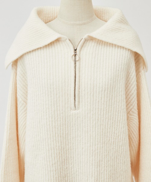 one after another NICE CLAUP（ワンアフターアナザーナイスクラップ）の「ハーフジップセーラーカラーニットワンピース（ワンピース・レディース・ブラック/ベージュ/グレー/アイボリー・FREE）」の15枚目の写真