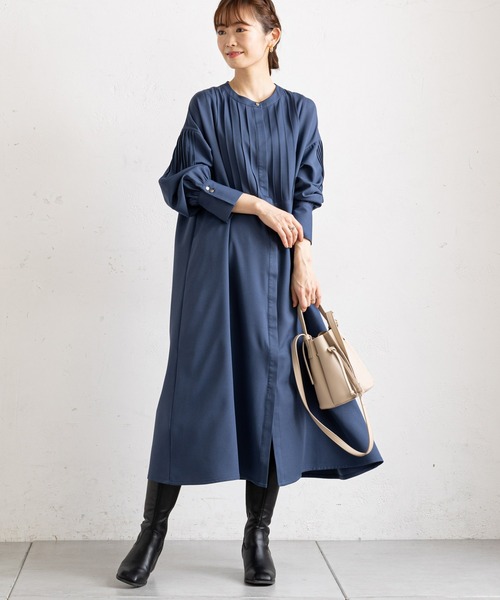 prose verse（プロズヴェール）の「フロント＆袖タックボタンシャツワンピ（シャツワンピース・レディース・ネイビー/ピンク/モカ/ホワイト系その他・MEDIUM）」の4枚目の写真
