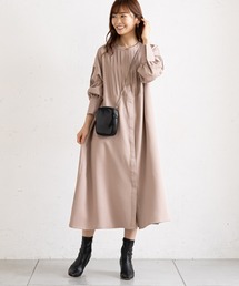 フロント＆袖タックボタンシャツワンピ