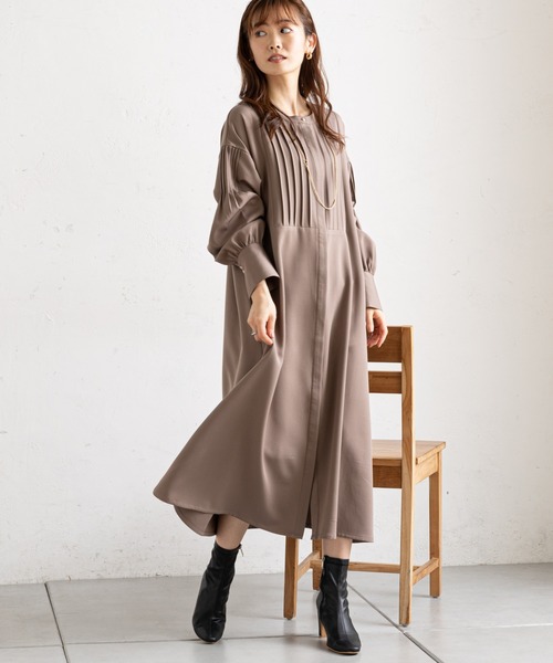 prose verse（プロズヴェール）の「フロント＆袖タックボタンシャツワンピ（シャツワンピース・レディース・ネイビー/ピンク/モカ/ホワイト系その他・MEDIUM）」の3枚目の写真