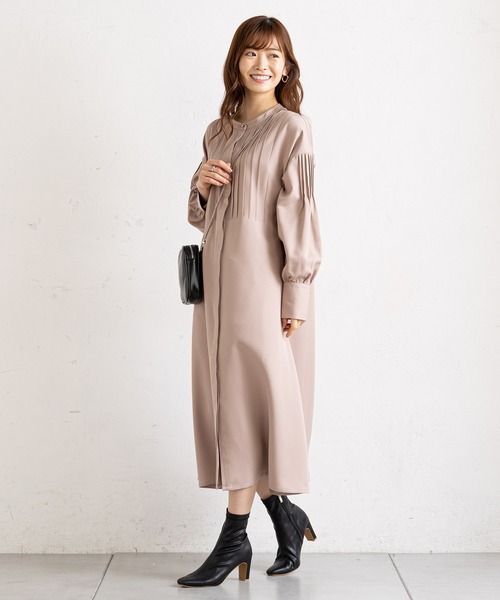 prose verse（プロズヴェール）の「フロント＆袖タックボタンシャツワンピ（シャツワンピース・レディース・ネイビー/ピンク/モカ/ホワイト系その他・MEDIUM）」の6枚目の写真