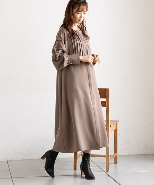 prose verse（プロズヴェール）の「フロント＆袖タックボタンシャツワンピ（シャツワンピース・レディース・ネイビー/ピンク/モカ/ホワイト系その他・MEDIUM）」の14枚目の写真