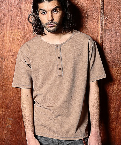 RATTLE TRAP(ラトルトラップ)の「ヘンリーネックTシャツ(Tシャツ/カットソー・メンズ・ホワイト/ブラック/ベージュ・S/M/L)」の1枚目の写真