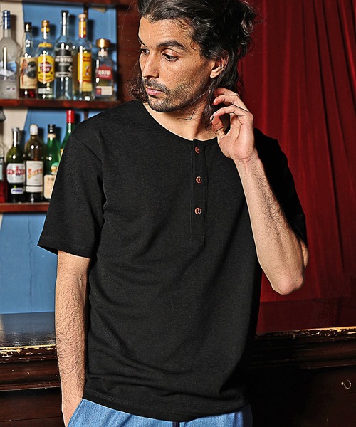 RATTLE TRAP(ラトルトラップ)の「ヘンリーネックTシャツ(Tシャツ/カットソー・メンズ・ホワイト/ブラック/ベージュ・S/M/L)」の3枚目の写真
