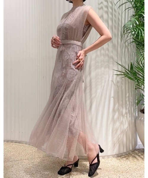 snidel バイカラーレースレイヤードドレス