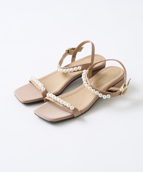 natural couture（ナチュラルクチュール）の「パールストラップサンダル（サンダル・レディース・ブラック/ベージュ/アイボリー・MEDIUM/LARGE）」の3枚目の写真