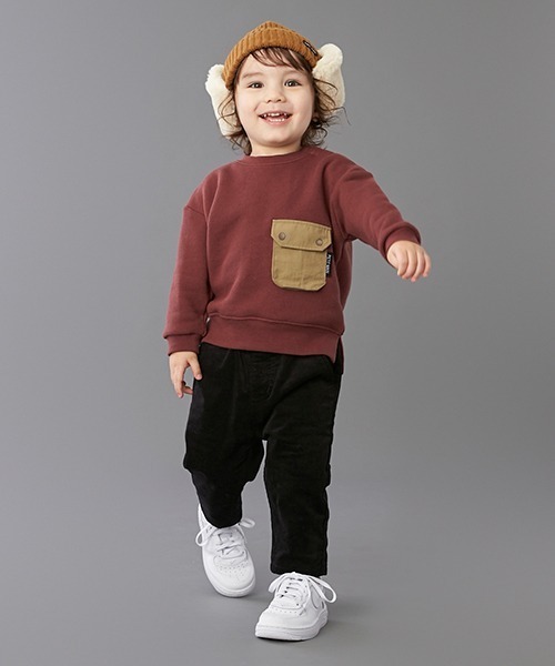 petit main（プティマイン）の「ポケットトレーナー（スウェット・キッズ・イエロー/ライトブルー/エンジ/アイボリー・110cm/130cm/80ｃｍ/100cm/120cm/90cm）」の6枚目の写真