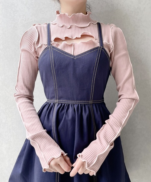 lilLilly（リルリリー）の「カットアウトリブトップス（ニット