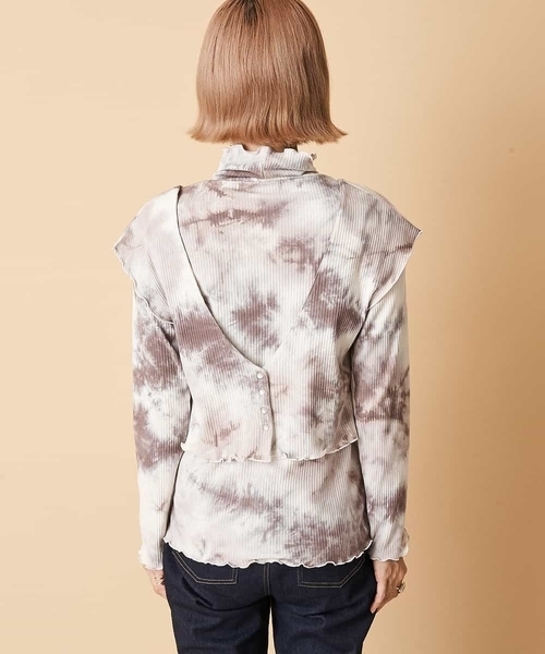 A de a.v.v(アードアー・ヴェ・ヴェ)の「タイダイ柄テレコセット(Tシャツ/カットソー・レディース・ベージュ/ライトグレー・36/38)」の7枚目の写真