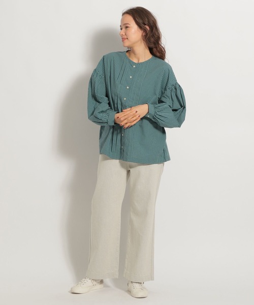 niko and...（ニコアンド）の「マーセミニギンガムタックブラウス（シャツ/ブラウス・レディース・ブラック/ブルー/クリーム・MEDIUM/LARGE）」の11枚目の写真