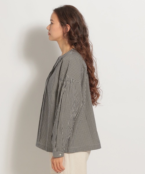 niko and...（ニコアンド）の「マーセミニギンガムタックブラウス（シャツ/ブラウス・レディース・ブラック/ブルー/クリーム・MEDIUM/LARGE）」の9枚目の写真