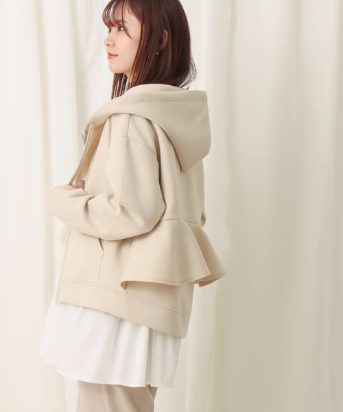 libelle more（リベル モア）の「ダンボールポンチ　バックフリルパーカー（パーカー・レディース・アイボリー/ブラック/杢グレー/グレイッシュベージュ/ミント/ネイビー・L/M）」の15枚目の写真