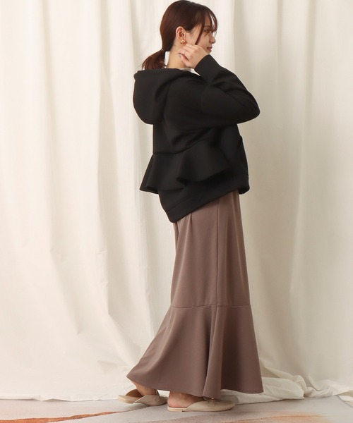 libelle more（リベル モア）の「ダンボールポンチ　バックフリルパーカー（パーカー・レディース・アイボリー/ブラック/杢グレー/グレイッシュベージュ/ミント/ネイビー・L/M）」の8枚目の写真