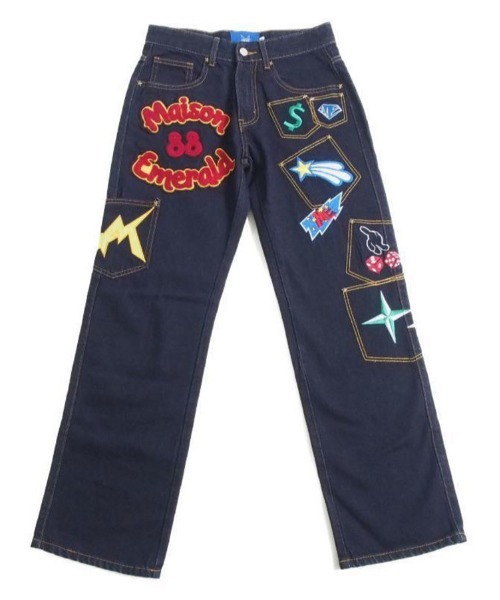 MAISON EMERALD（メゾン エメラルド）の「MAISON EMERALD-刺繍ルーズデニムパンツ（デニムパンツ・メンズ・インディゴブルー・S/M/L）」の4枚目の写真