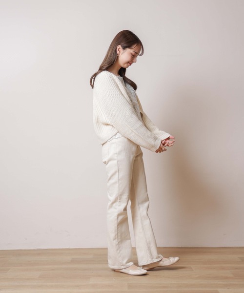 flower(フラワー)の「ミックスカラーカーディガン(カーディガン/ボレロ・レディース・ホワイト/ピンク・FREE)」の4枚目の写真