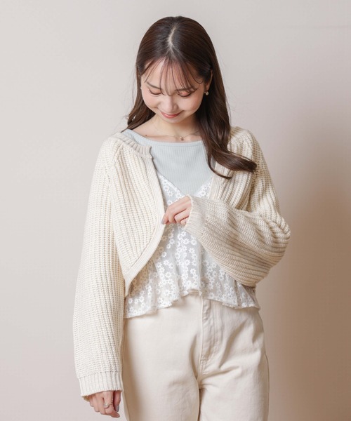 flower(フラワー)の「ミックスカラーカーディガン(カーディガン/ボレロ・レディース・ホワイト/ピンク・FREE)」の8枚目の写真