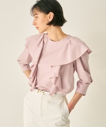 ANAYI サテンスムース ボウタイ プルオーバー ブラウス 042】アナイ サテンスムースボウタイ プルオーバー