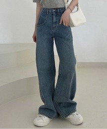 BEIDELLI | Beidelli(ベイデリ)ビッグポケットハイウエストワイドデニム(デニムパンツ)