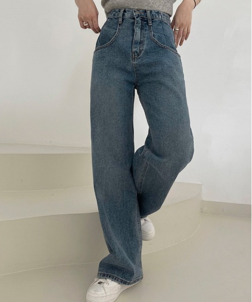 BEIDELLI（ベイデリー）の「[BELLIDE MADE] ビッグポケットハイウエストワイドデニム（デニムパンツ・レディース・ブルー・SMALL/MEDIUM/LARGE）」の7枚目の写真