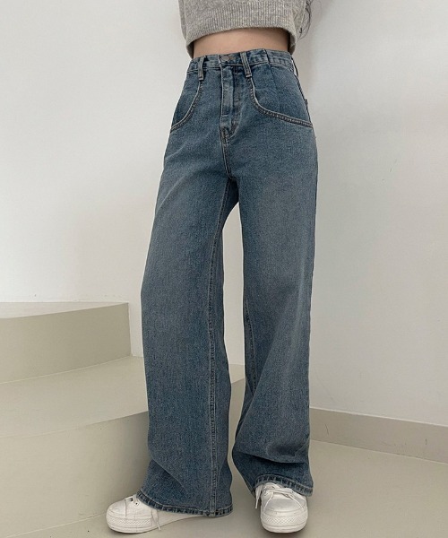 BEIDELLI（ベイデリー）の「[BELLIDE MADE] ビッグポケットハイウエストワイドデニム（デニムパンツ・レディース・ブルー・SMALL/MEDIUM/LARGE）」の3枚目の写真