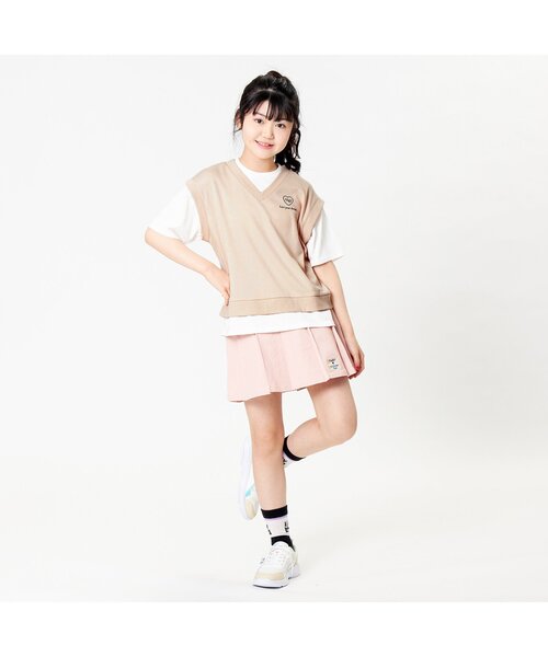 algy（アルジー）の「ベストレイヤード風スクール転写T（Tシャツ/カットソー・キッズ・ベージュ/ミント/ラベンダー・XXX-SMALL/XX-SMALL/X-SMALL/MEDIUM/SMALL）」の6枚目の写真